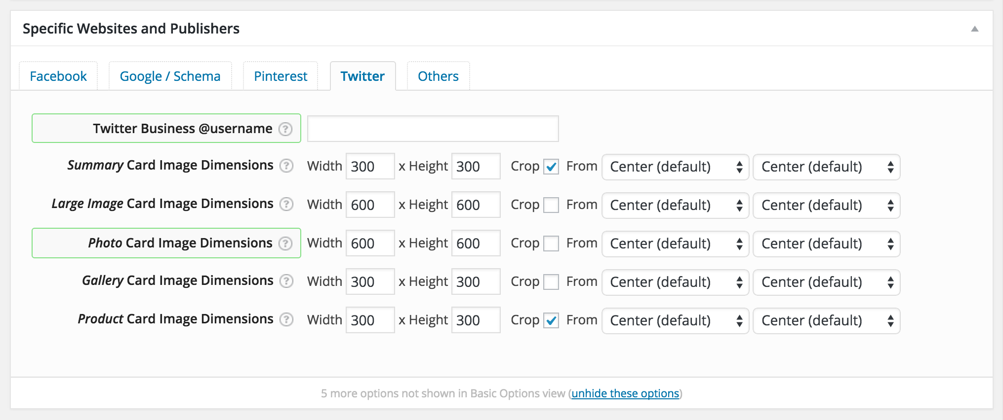 WPSSO Twitter Card Default Image Dimensions