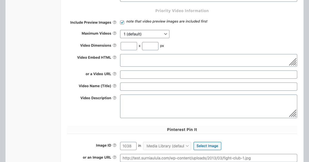 WPSSO Priority Media Tab Example | WPSSO